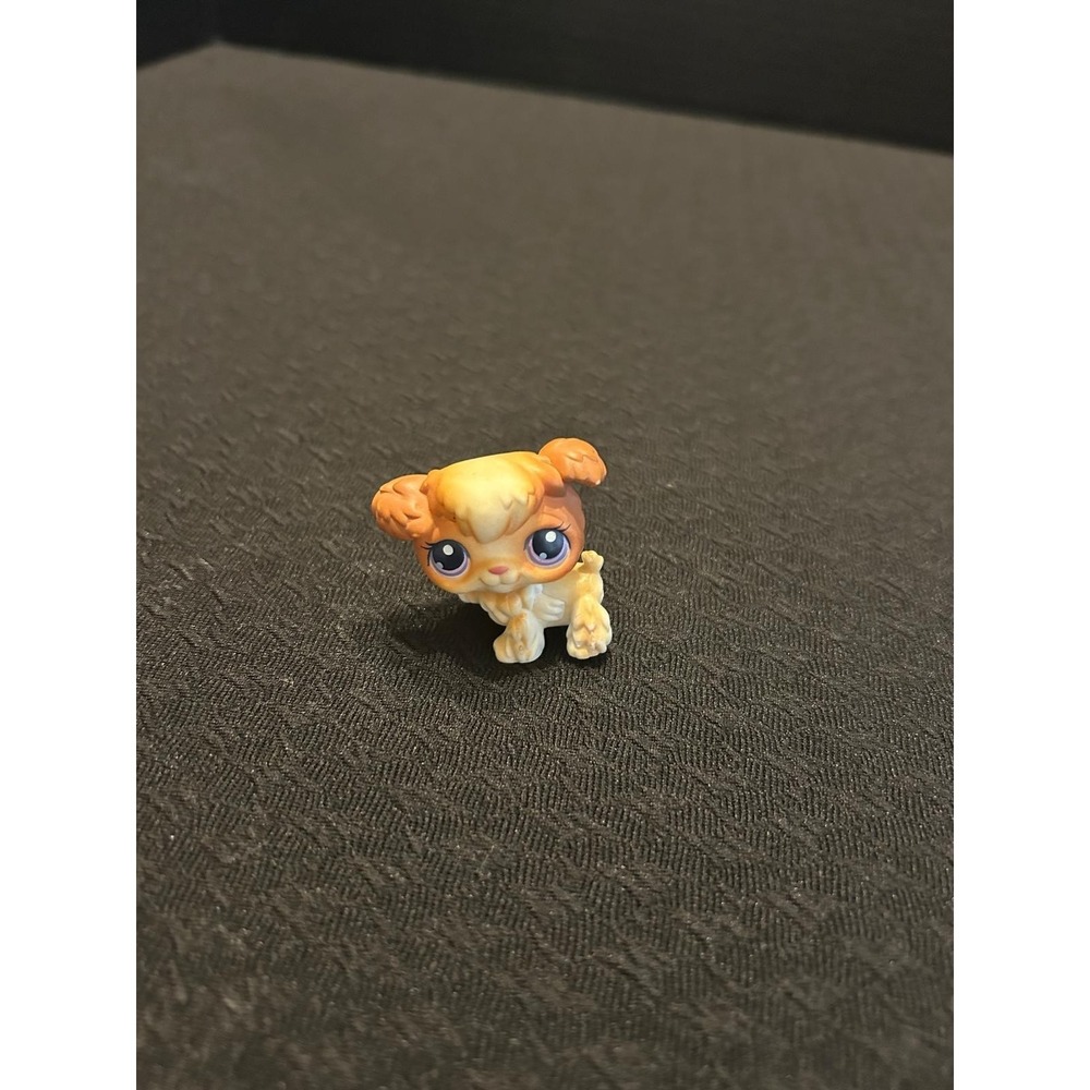 Littlest Pet Shop LPS #37 Orange Brown White POODLE PUPPY DOG Purple Eyes 2004